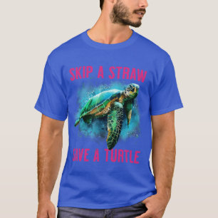 Camiseta Tartaruga do mar Pule uma palha Salve uma tartarug