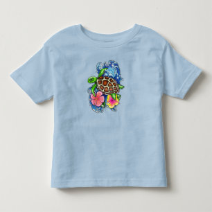 Camiseta Tartaruga do Mar Tropical e Hibiscus