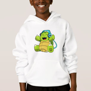 Camiseta Tartaruga em Música com Fone de Ouvido