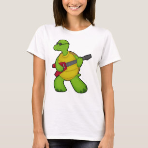 Camiseta Tartaruga em Música com Violão e Óculos de Sol