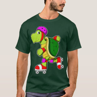 Camiseta Tartaruga em patinagem em linha com skates em linh