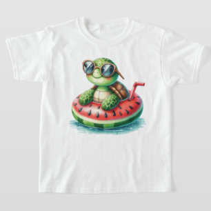 Camiseta Tartaruga Em Uma Melancia Flutuante