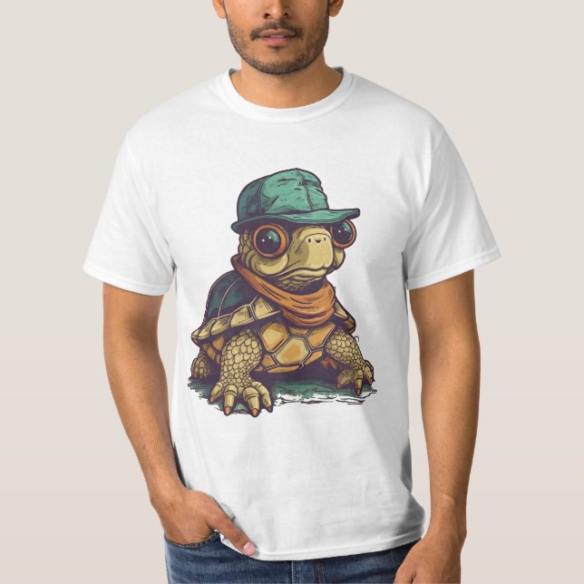 Camiseta Tartaruga Engraçada E Adorável Grafia Animal (Frente)