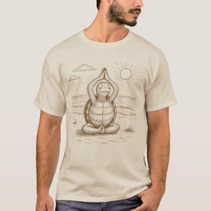 Camiseta Tartaruga Fazendo Yoga na Praia Calma Ensolarada V