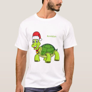 Camiseta Tartaruga feliz bonita vestindo chapéu de Papai N