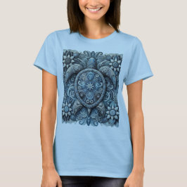Camiseta Tartaruga Flor - Azul
