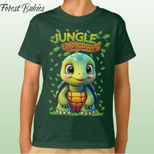 Camiseta Tartaruga Fofa Gráfico de Desenho Animado Única