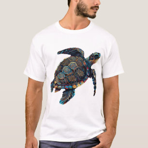 Camiseta Tartaruga Geométrica Colorida Abstrata Arco-íris