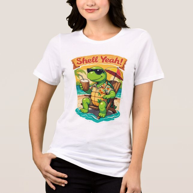 Camiseta "Tartaruga gostando da praia" (Frente)