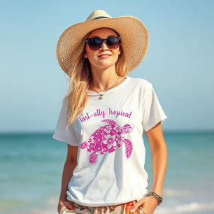 Camiseta Tartaruga Havaiana Turt ally Tropical Rosa