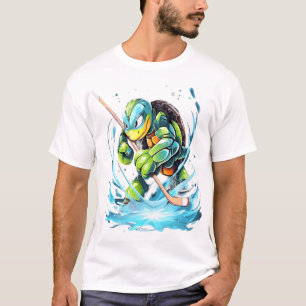 Camiseta Tartaruga Jogador de Hóquei no Gelo Taco Goleiro