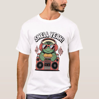 Camiseta Tartaruga legal com óculos e Fones de ouvido de so