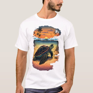 Camiseta Tartaruga Mar Oceano Costa Praia Tropical Pôr do S