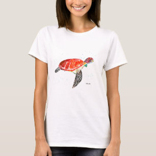 Camiseta Tartaruga marinha Aquarela Oceano sob água