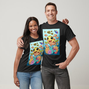 Camiseta Tartaruga Marinha Bebê Feliz e Fofa Personagem