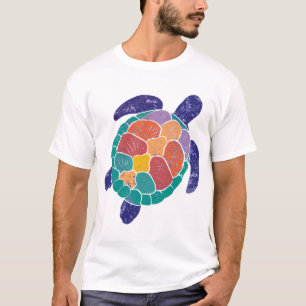 Camiseta Tartaruga Marinha Colorida Estilo Distressed Tarta