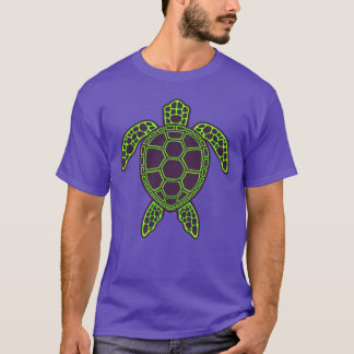 Camiseta Tartaruga Marinha com Design de Lava Neon Verde