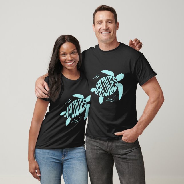 Camiseta Tartaruga Marinha das Maldivas - Tipografia Azul T (Unissex)