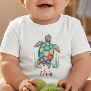 Camiseta Tartaruga Marinha de Patchwork Caprichoso