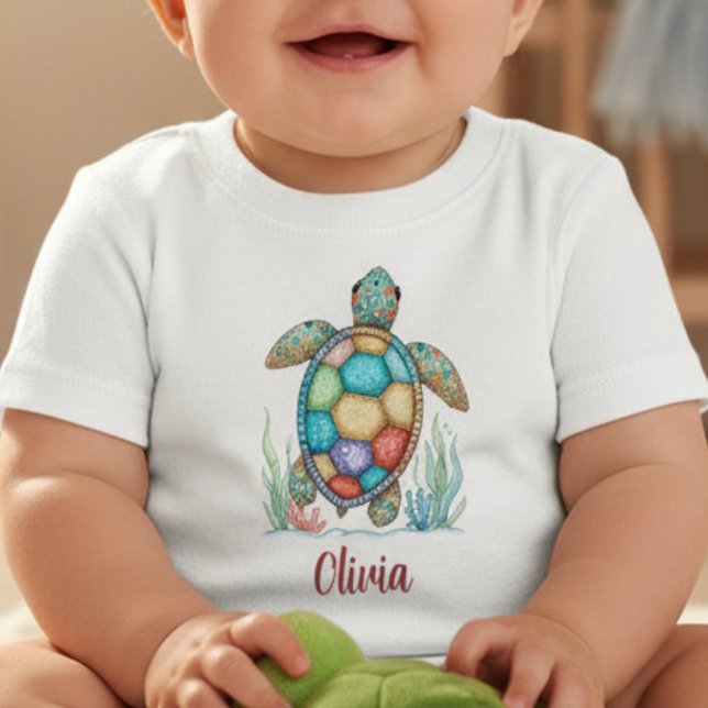 Camiseta Tartaruga Marinha de Patchwork Caprichoso (Criador carregado)
