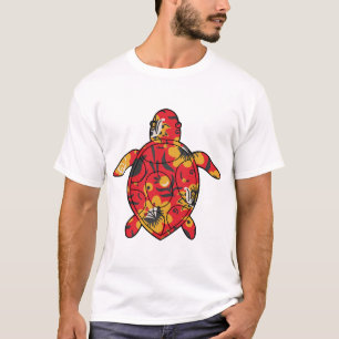 Camiseta Tartaruga Marinha floral vermelho