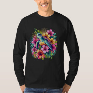 Camiseta Tartaruga Marinha Flores Havaianas Havaí