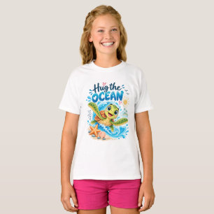 Camiseta Tartaruga Marinha Fofa Abraço O Oceano   