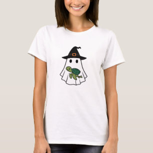Camiseta Tartaruga Marinha Halloween Fantasma Bruxa Chapéu