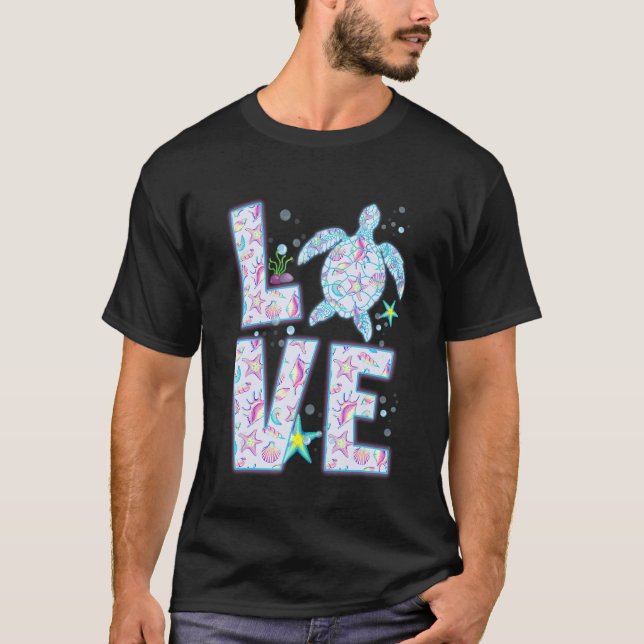 Camiseta Tartaruga marinha Holograma de Amor Hippie Figurin (Frente)