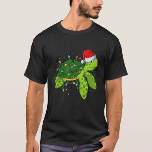 Camiseta Tartaruga marinha Luzes de Natal Feliz Papais noei