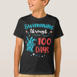Camiseta Tartaruga Marinha Nadando Através de 100 Dias de E