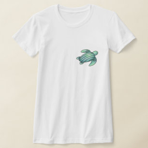 Camiseta tartaruga marinha pintada aquarela desenho animado