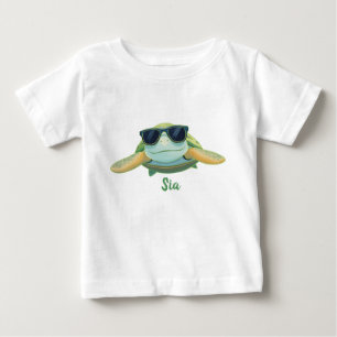 Camiseta Tartaruga Marinha Relaxada com Óculos de Sol