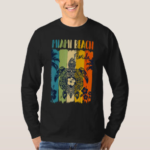 Camiseta Tartaruga Marinha Retro Miami Beach Flórida Férias