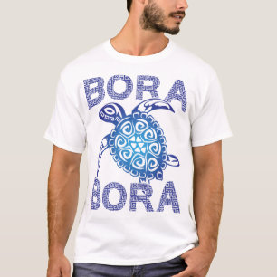 Camiseta Tartaruga Marinha Tribal Azul Polinésio Bora Bora
