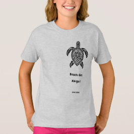 Camiseta Tartaruga Marinha Tribal, preta e à esquerda
