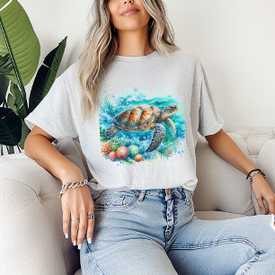 Camiseta Tartaruga Marinha Tropical Sob o Mar Oceano Surfis
