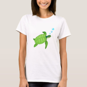 Camiseta Tartaruga marinha verde nadando