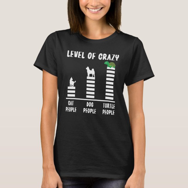 Camiseta Tartaruga Marítima Nível De Pessoas De Gato Louco (Frente)