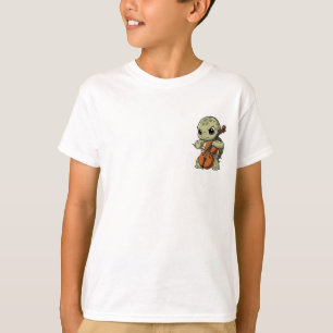 Camiseta Tartaruga Músico Tocando Cello para Crianças