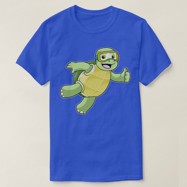 Camiseta Tartaruga nadando com óculos de natação (Frente do Design)