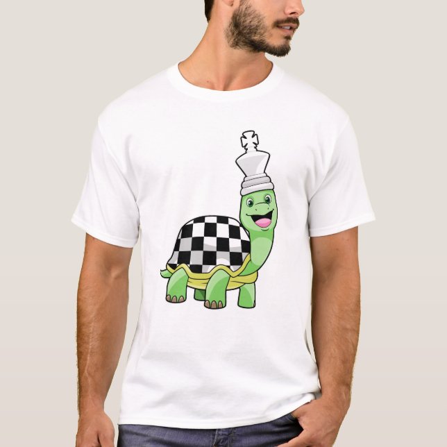 Camiseta Tartaruga no xadrez com conselho de xadrez e Rei (Frente)