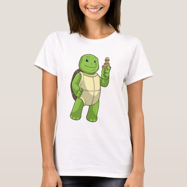 Camiseta Tartaruga no xadrez com peão de xadrez (Frente)