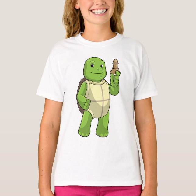 Camiseta Tartaruga no xadrez com peão de xadrez (Frente)