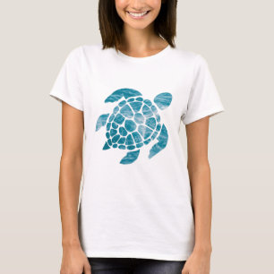 Camiseta Tartaruga Oceânica - Padrão de Onda Marítima Desig
