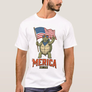 Camiseta Tartaruga Patriótica ‘Merica Vetor Vintage