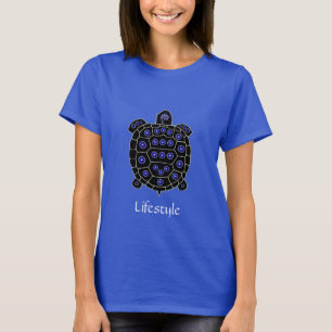 Camiseta Tartaruga Preta Ornamentada com Safiras Estrela