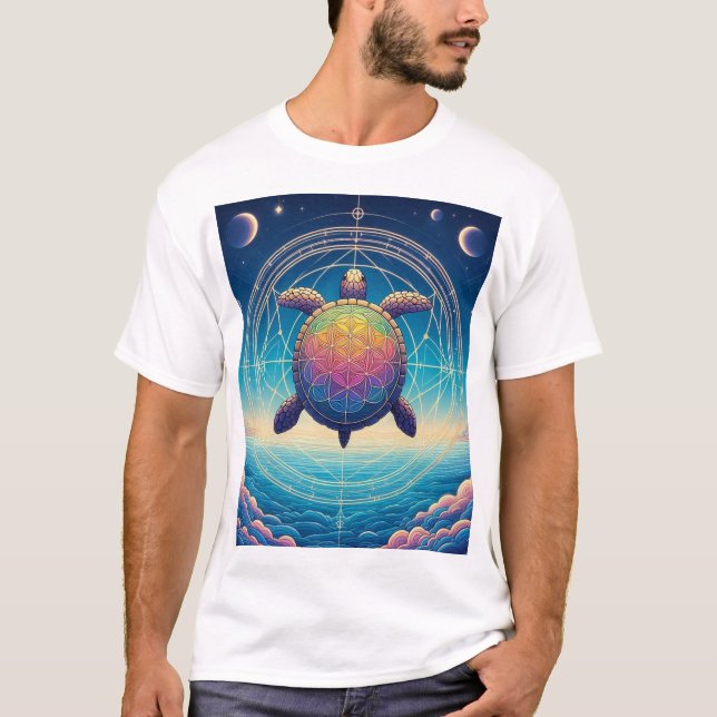 Camiseta Tartaruga sagrada  devagar e sempre vence a corrid (Frente)