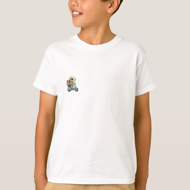 Camiseta Tartaruga Scooter Fofo Crianças (Frente)