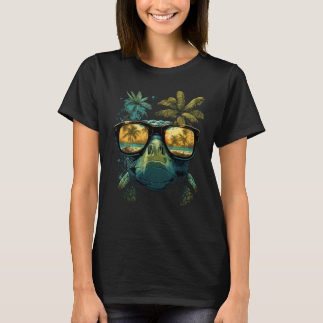 Camiseta Tartaruga Tartarugas Marinhas Havaianas Praia Palm (Frente)